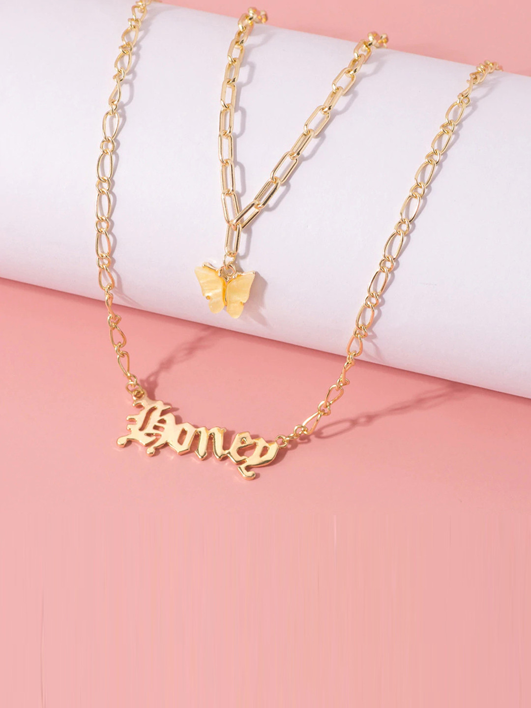 Jewels Galaxy Yellow Gold-Plated Beaded Layered Necklace