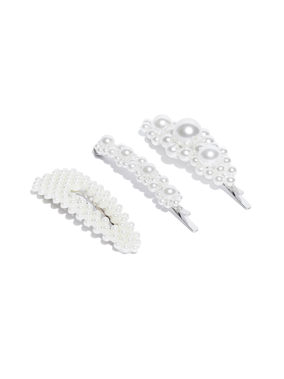 Jewels Galaxy Women White Set of 3 Tic Tac Hair Clip