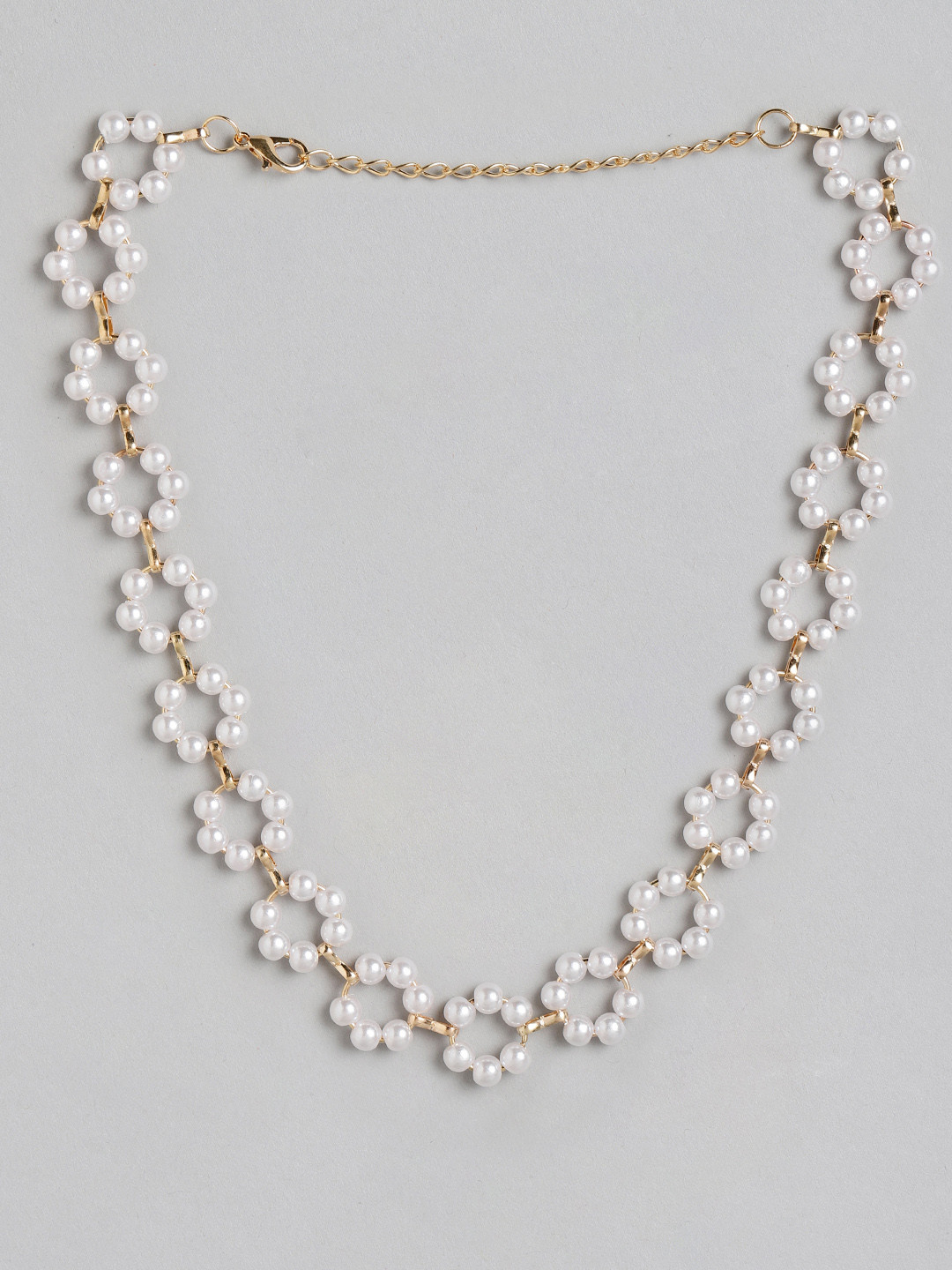Jewels Galaxy White Gold-Plated Floral Beaded Necklace