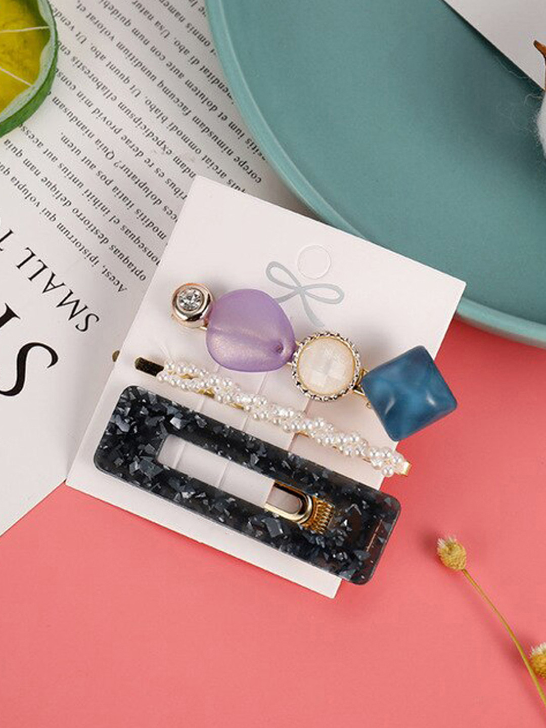 Jewels Galaxy Women Multicoloured Set of 3 Bobby Pins