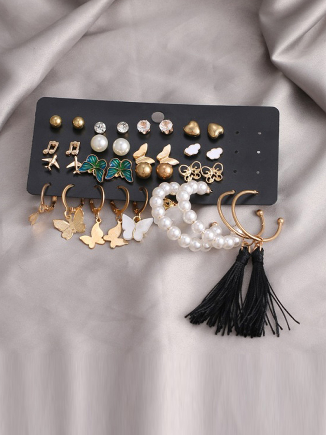 Jewels Galaxy Set of 17 Multicoloured Classic Earrings