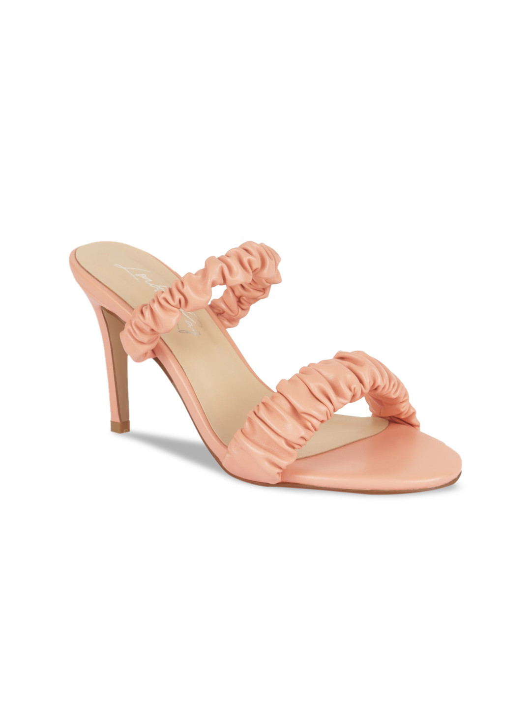 London Rag Coral Gathered Stiletto Sandals