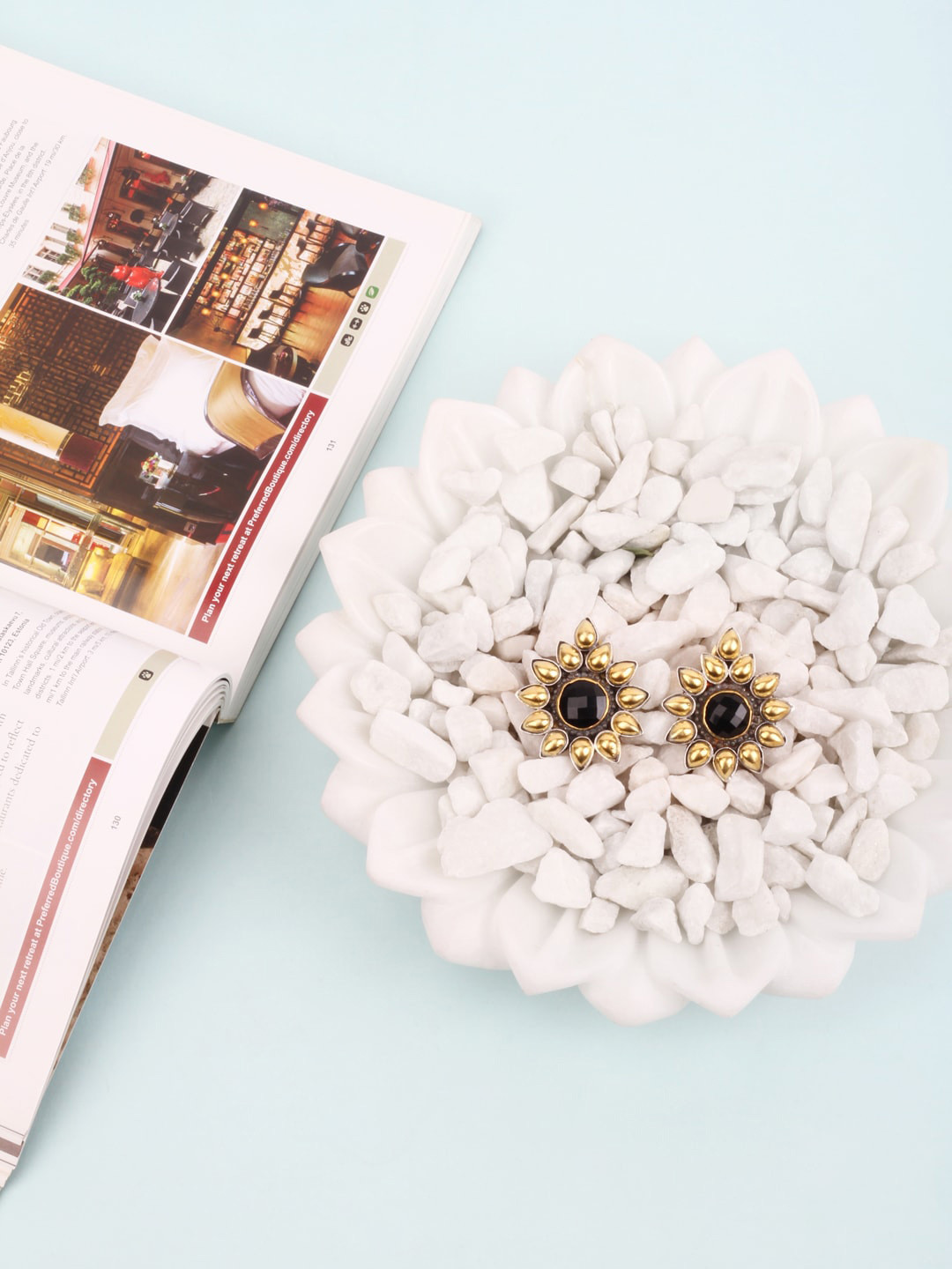 SANGEETA BOOCHRA Silver-Toned Contemporary Studs Earrings