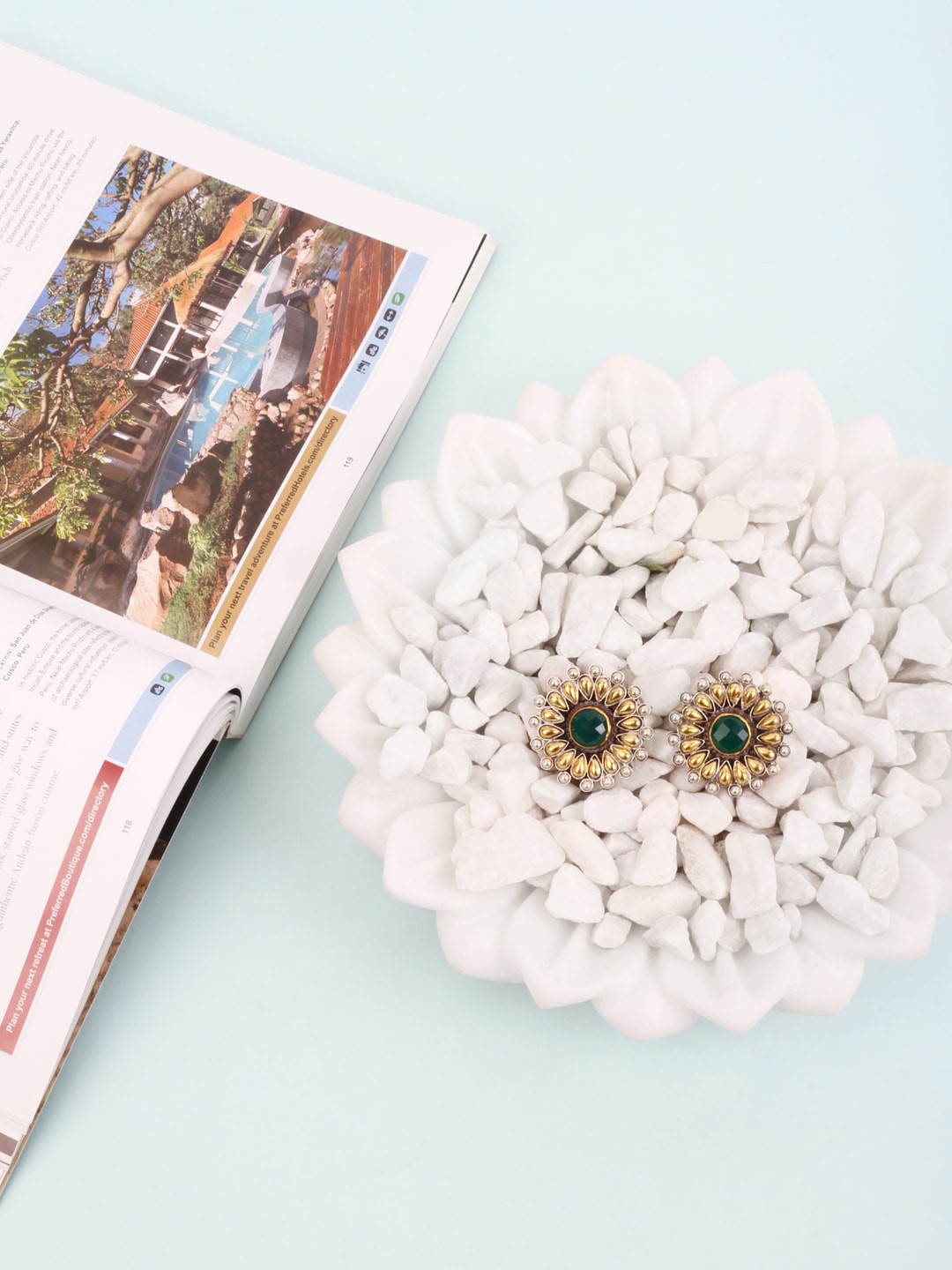 SANGEETA BOOCHRA Silver-Toned Contemporary Studs Earrings