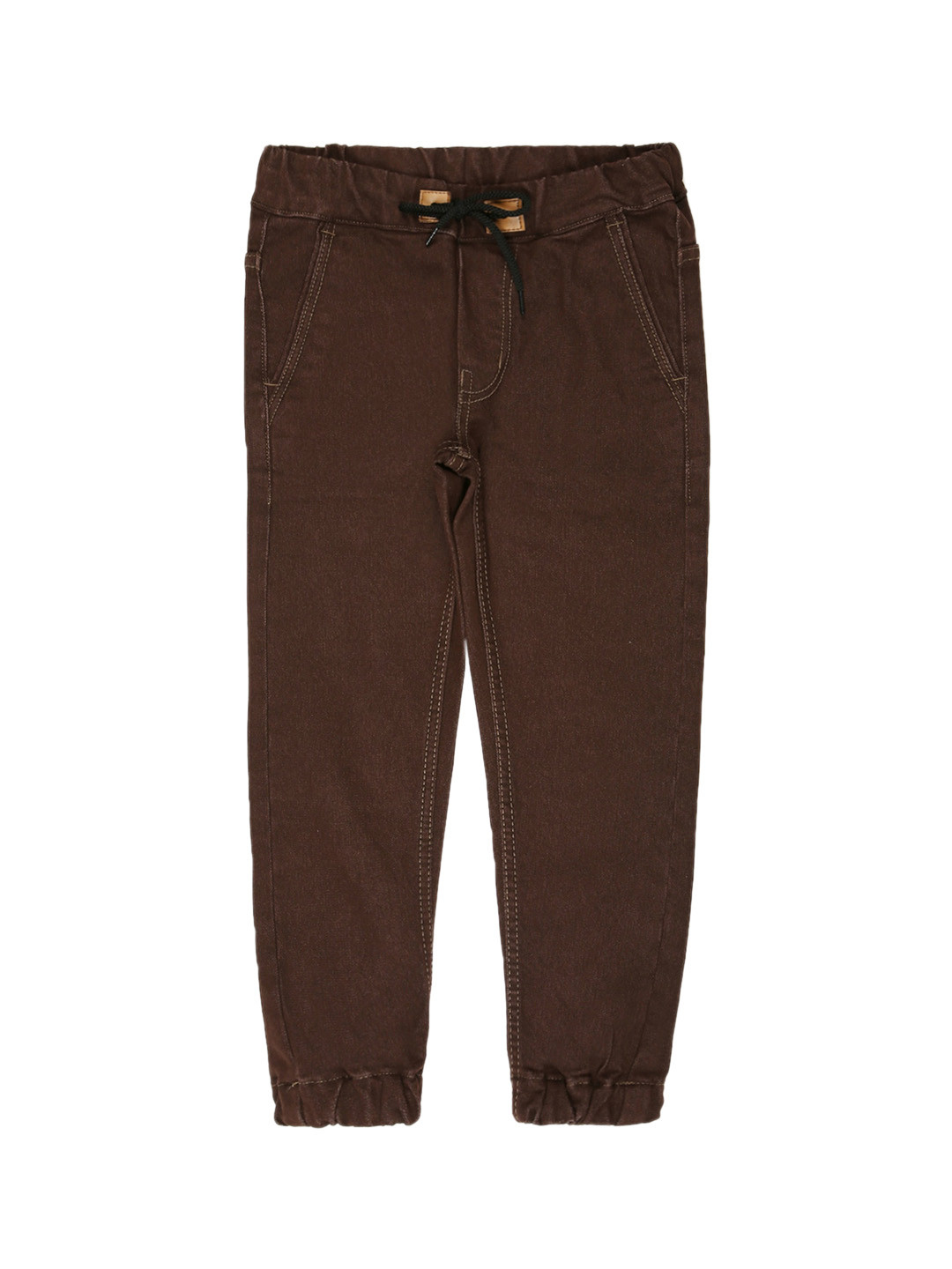 Urbano Juniors Boys Brown Slim Fit Joggers Trousers