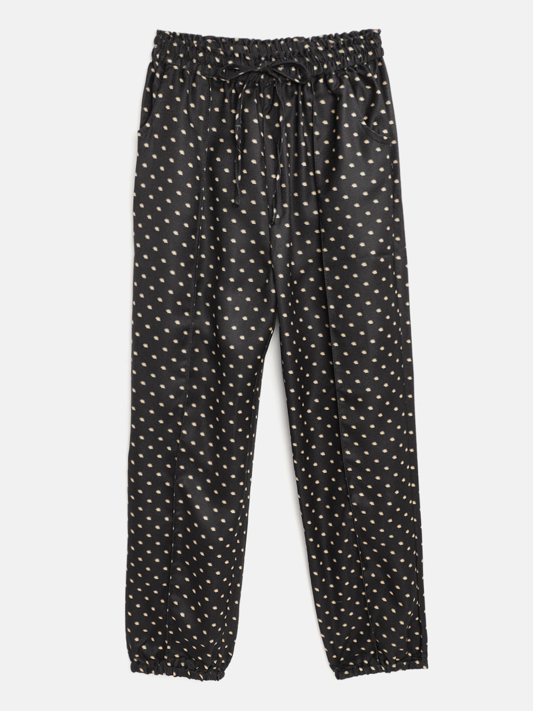Biba Girls Black & Cream-Coloured Conversational Print Joggers