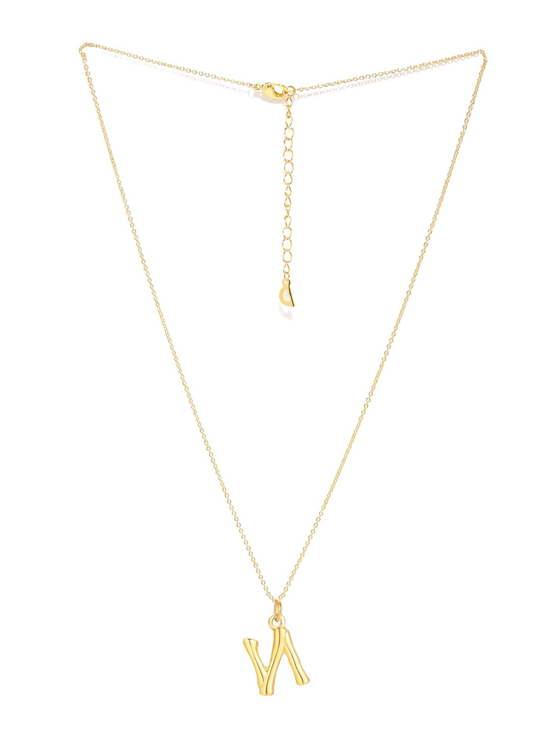 Yellow Chimes Gold-Toned Stainless Steel Letter N Pendant With Chain