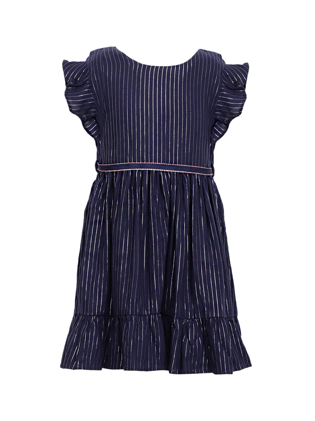 A Little Fable Girls Blue & White Striped Dress