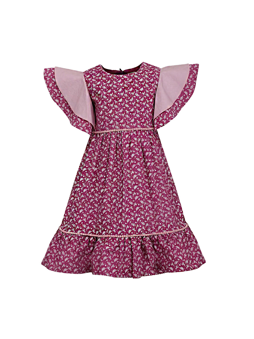 A Little Fable Girls Purple & White Ethnic Motifs Dress