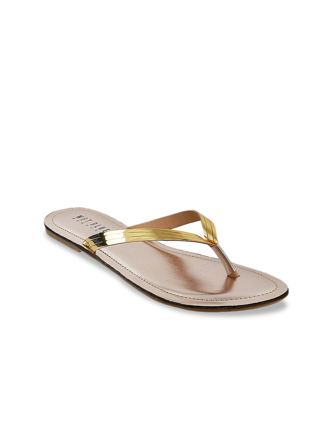 Wet Blue Women Rose Gold Open Toe Flats