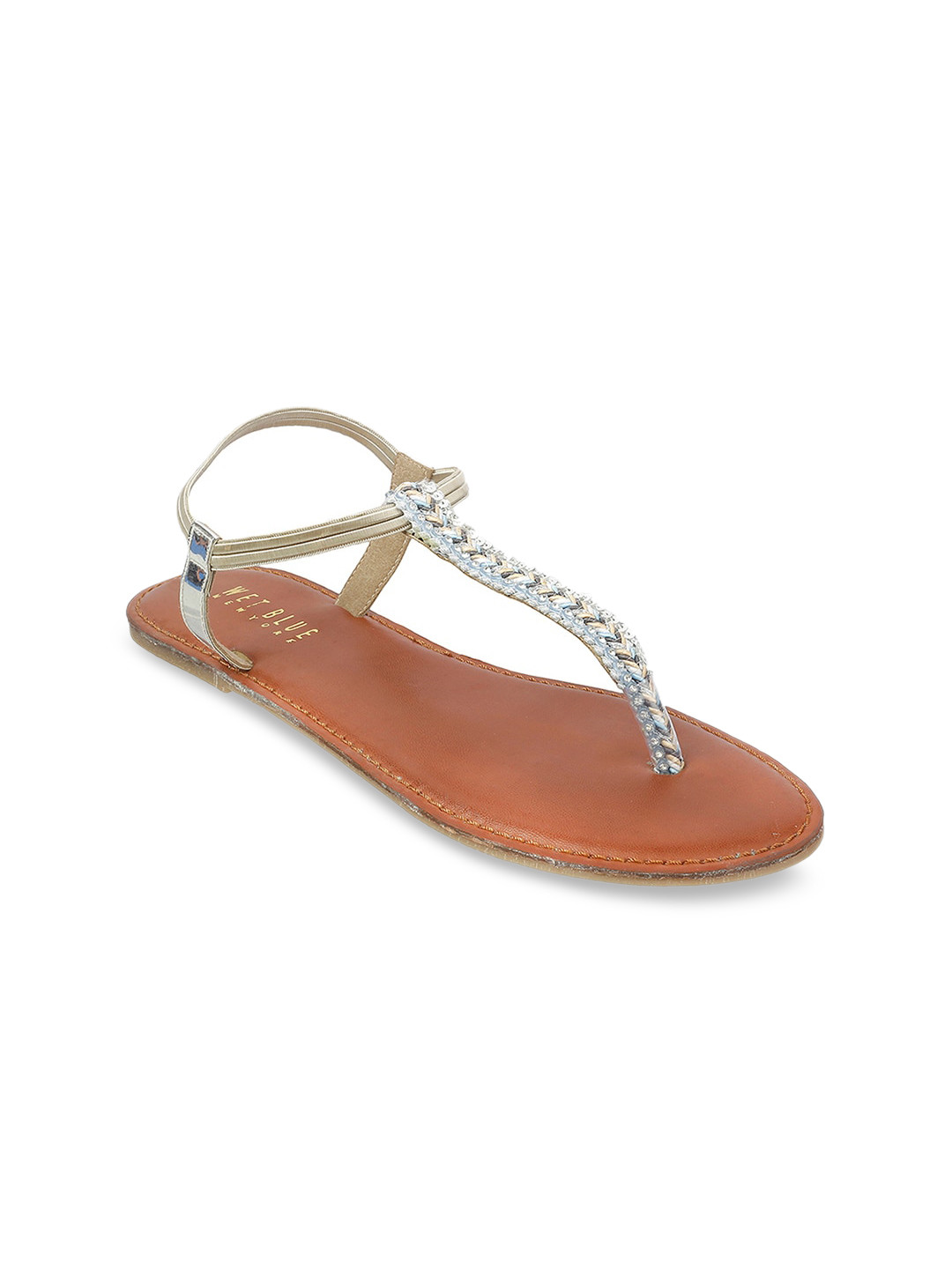 Wet Blue Women Brown T-Strap Flats