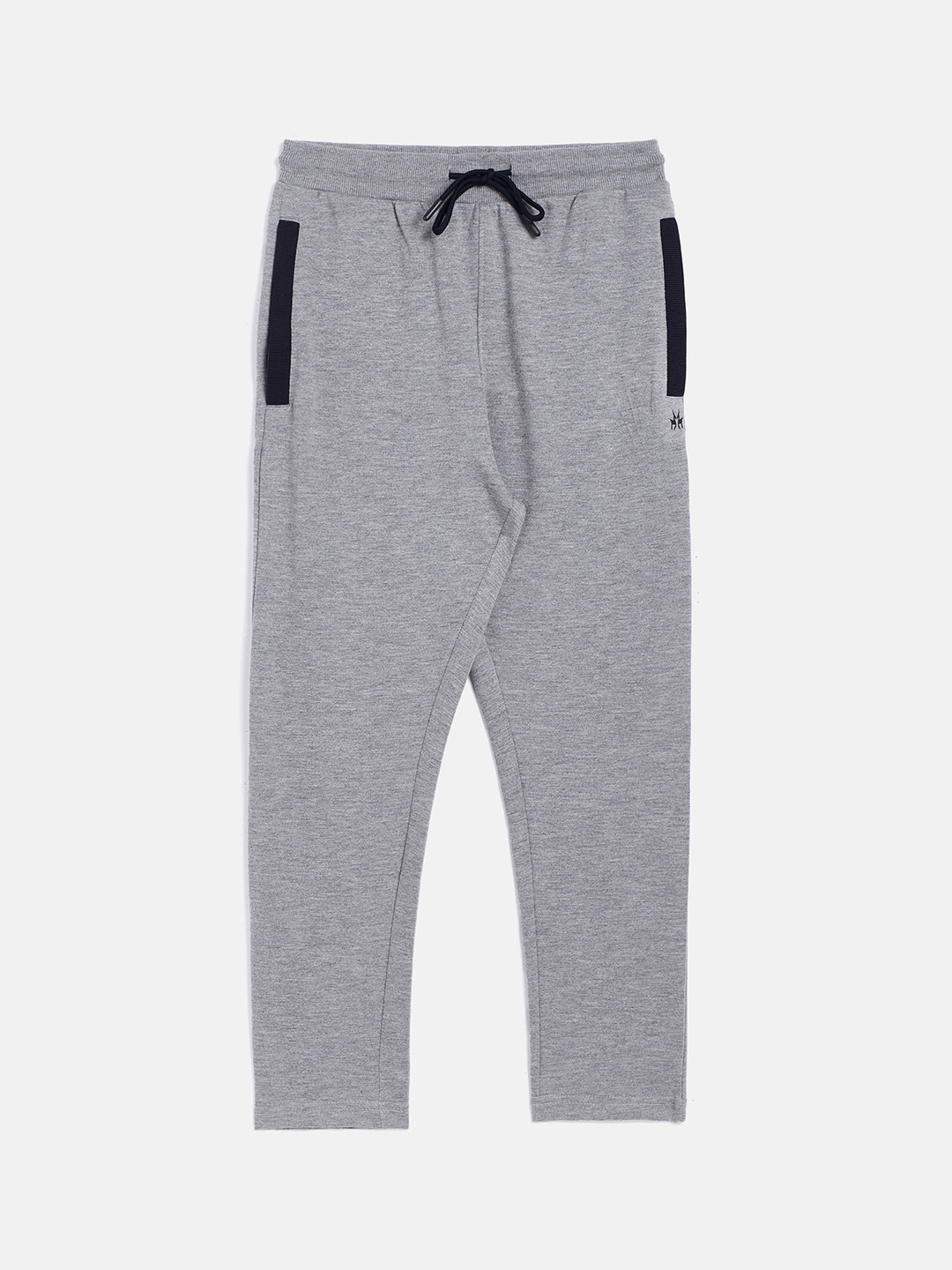 Crimsoune Club Boys Grey Solid Straight-Fit Track Pants