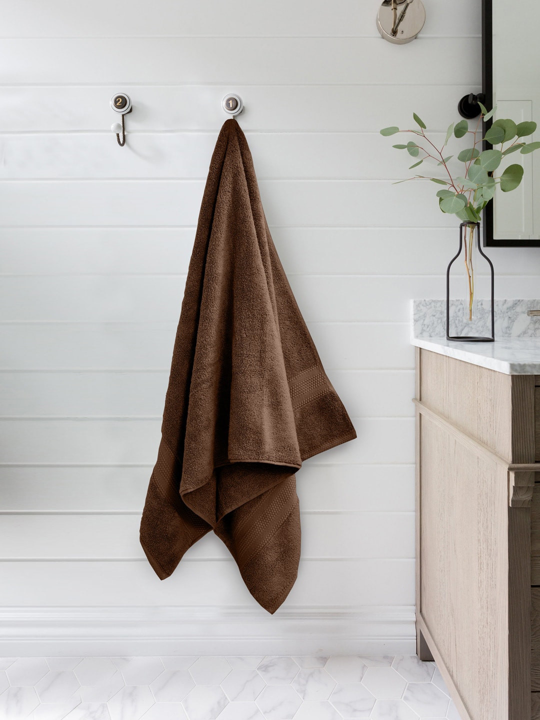 BOMBAY DYEING Coffee Brown Solid 650 GSM Cotton Bath Towel