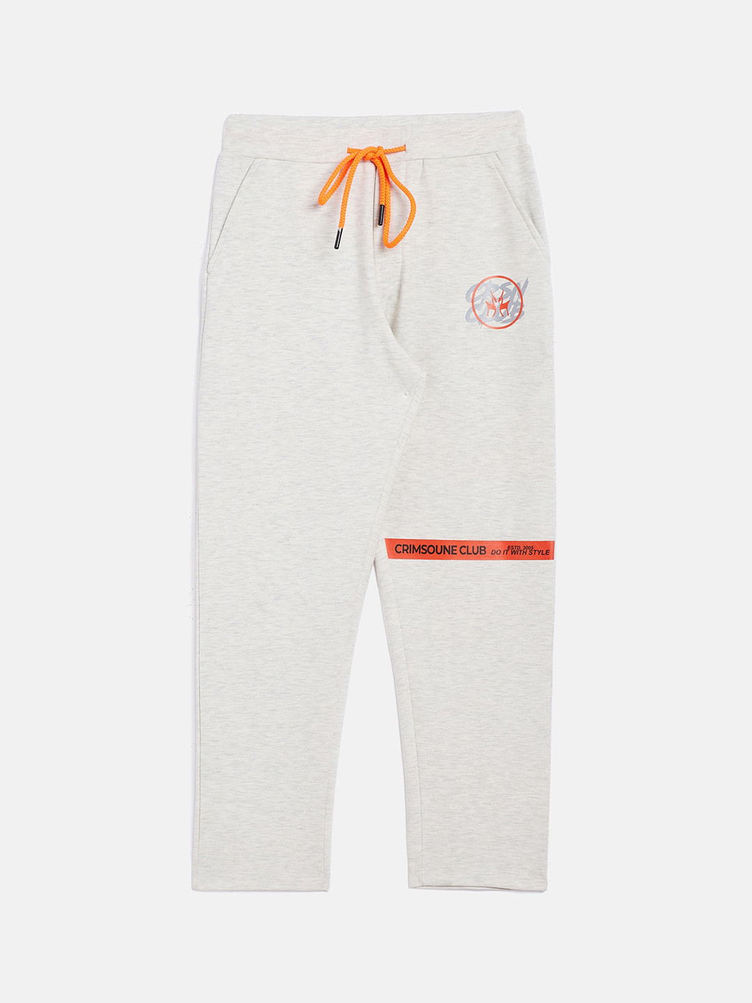 Crimsoune Club Boys Off White Printed Track Pants