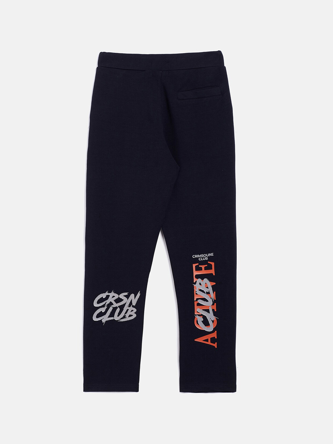 Crimsoune Club Boys Navy Blue Printed Straight-Fit Track Pants