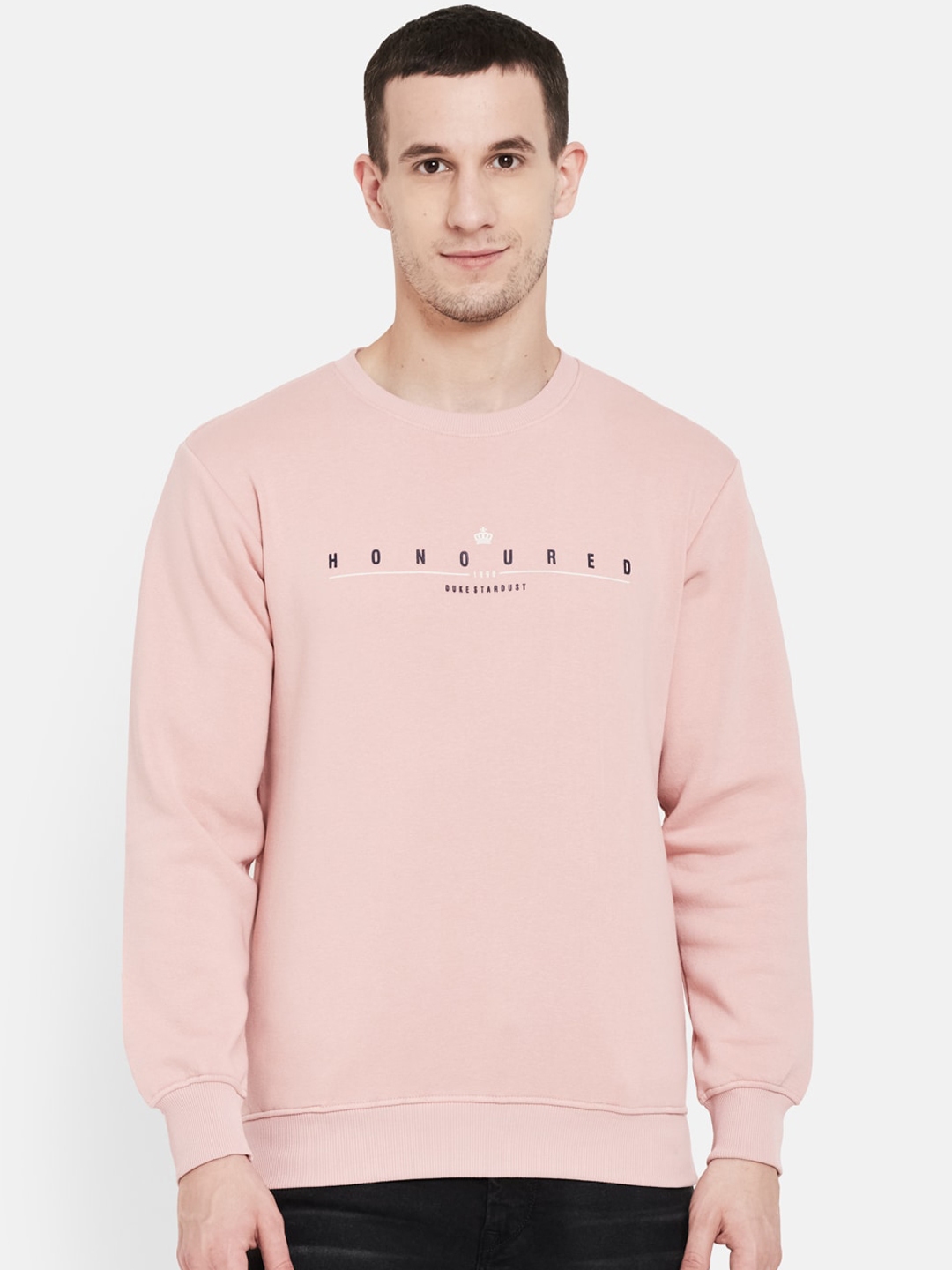 Duke Men Pink Printed Sweatshirt