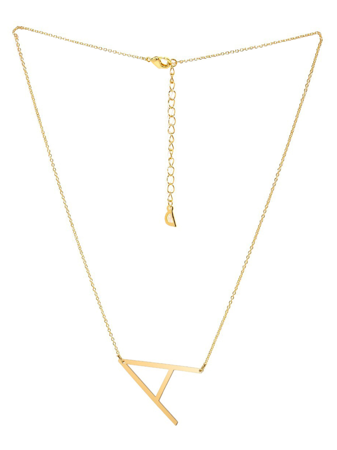 Yellow Chimes Gold toned Initial Big Alphabet Letter A Pendant With Chain