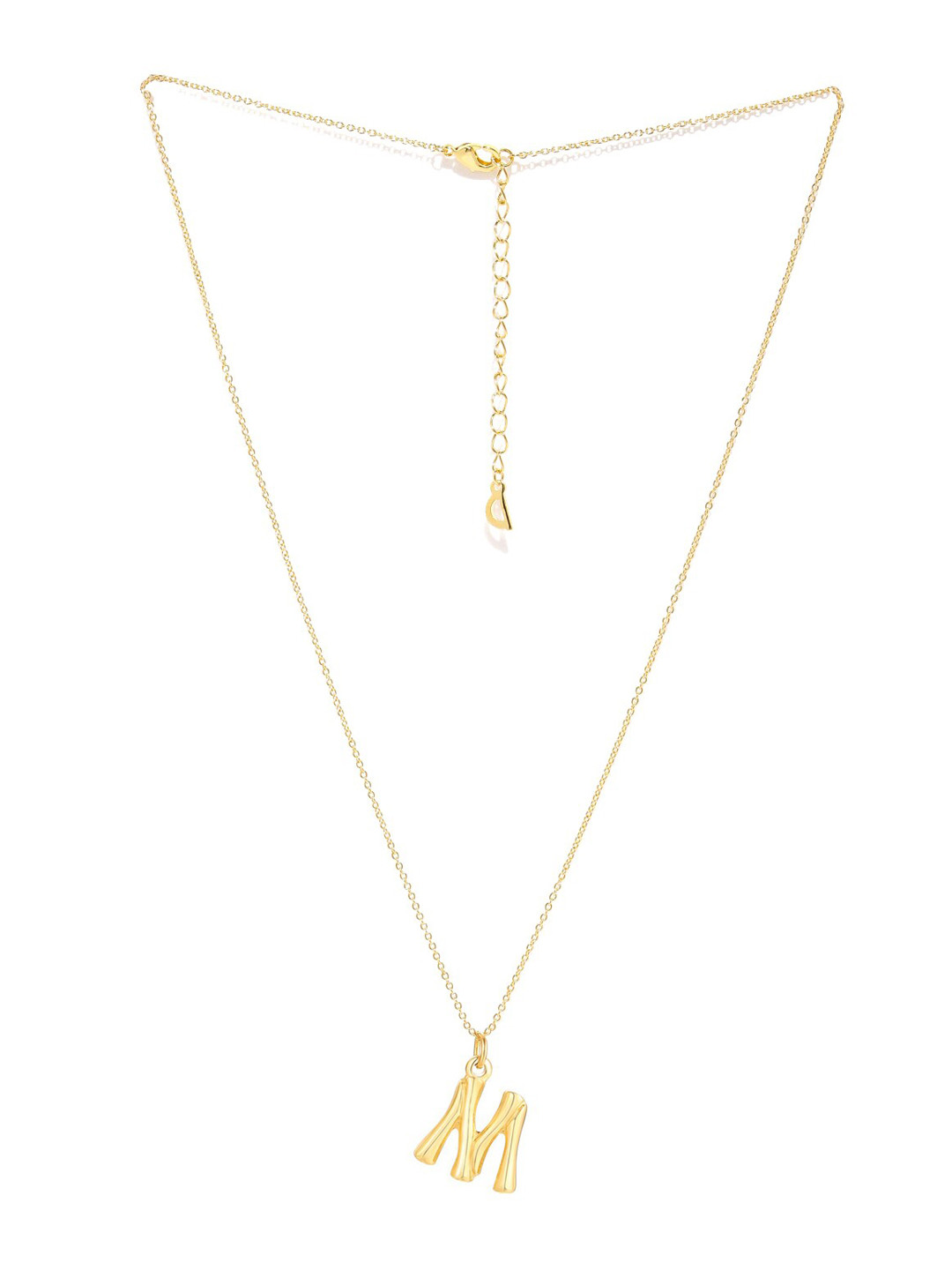 Yellow Chimes Gold-Plated Initial Alphabet Letter M Pendant With Chain