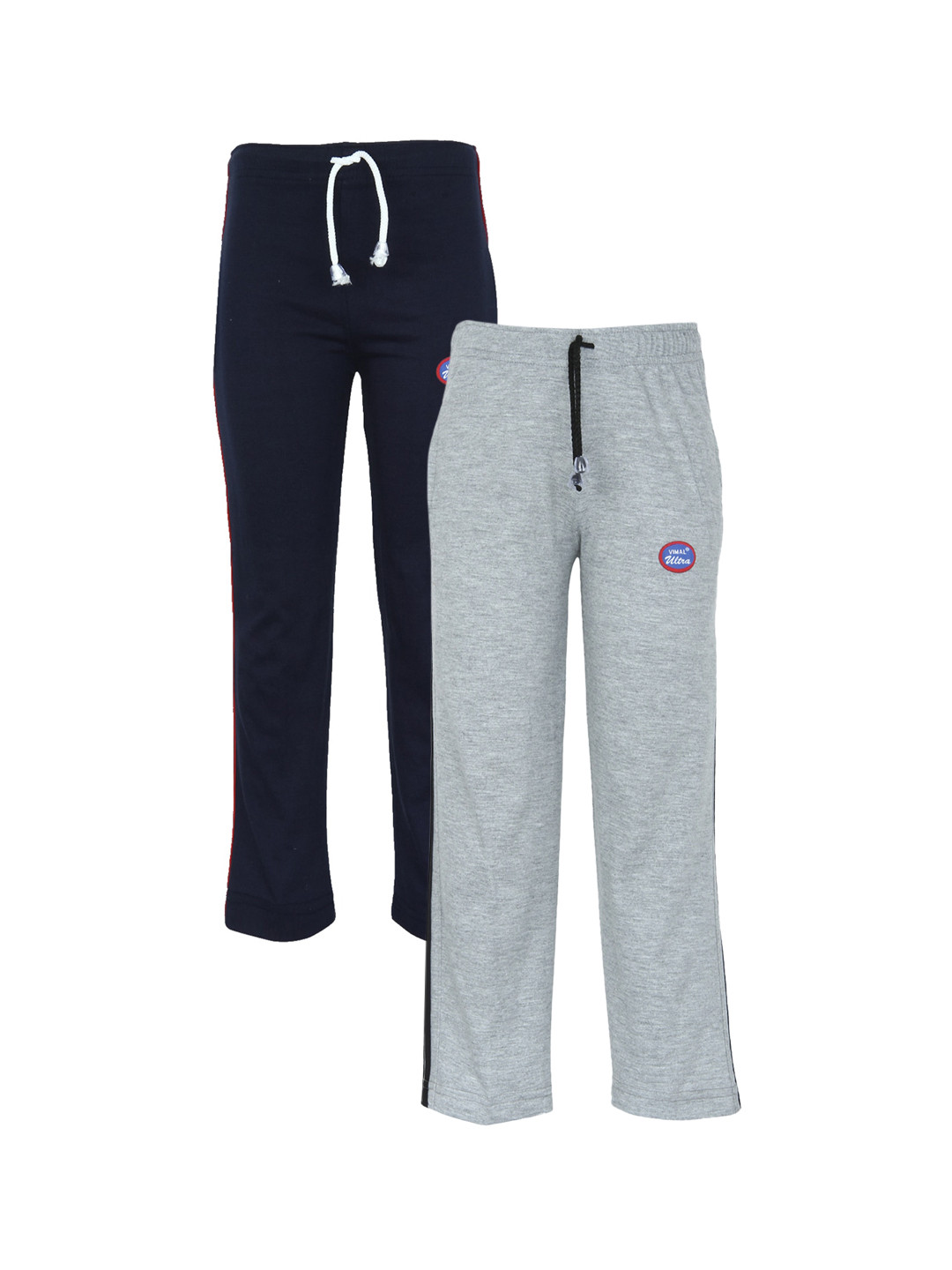 MACK JONNEY Unisex Kids Pack of 2 Navy Blue & Grey Solid Track Pants