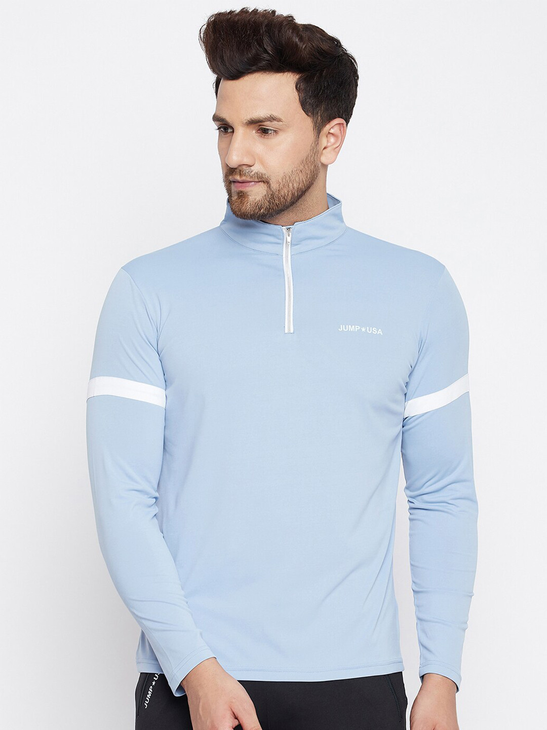 JUMP USA Men Blue Turtle Neck T-shirt