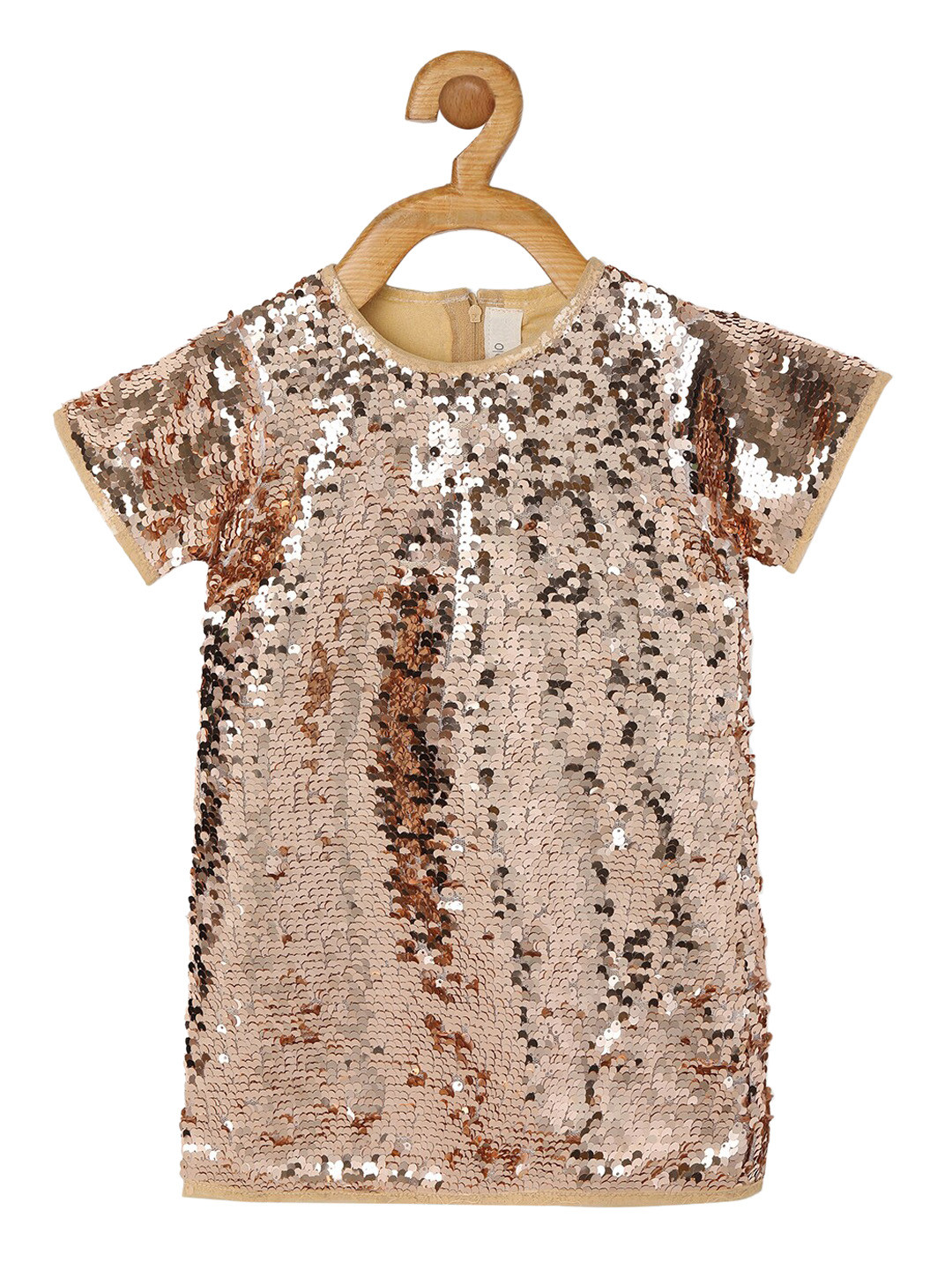 PICCOLO Gold-Toned Embellished A-Line Mini Dress