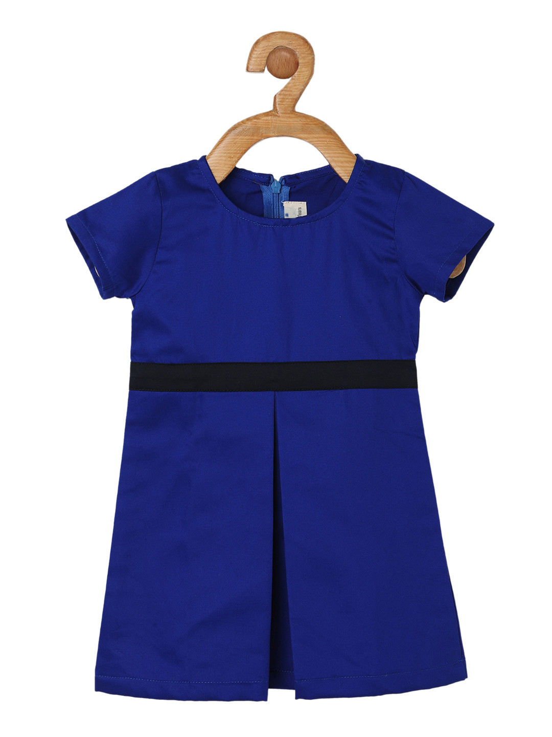 PICCOLO Girls Blue & Black A-Line Cotton Mini Dress