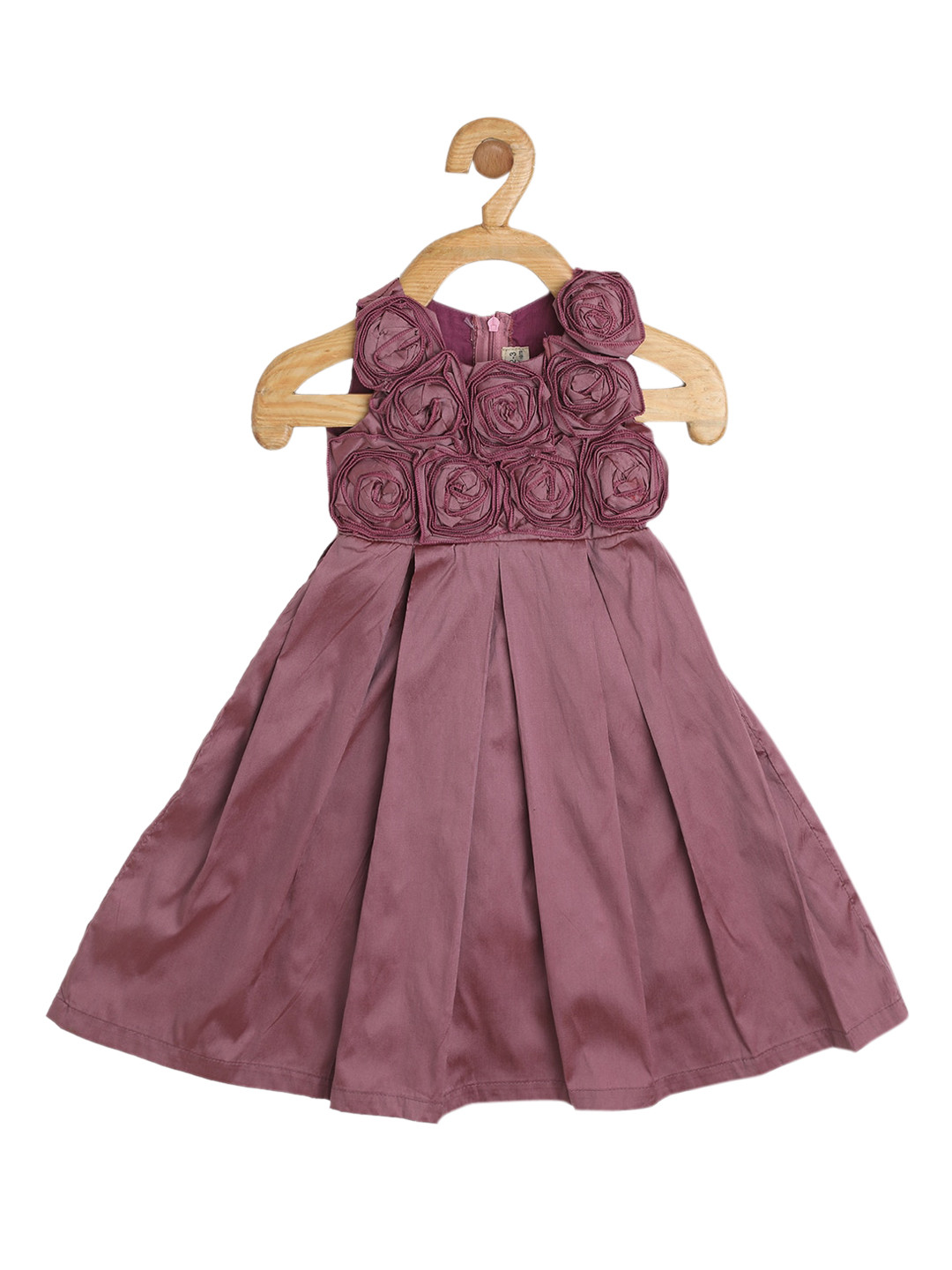 PICCOLO Girls Purple Rose Embellished Cotton Dress