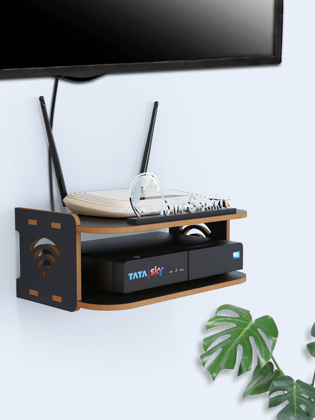 Home Sparkle Black MDF Basic Wall Shelf