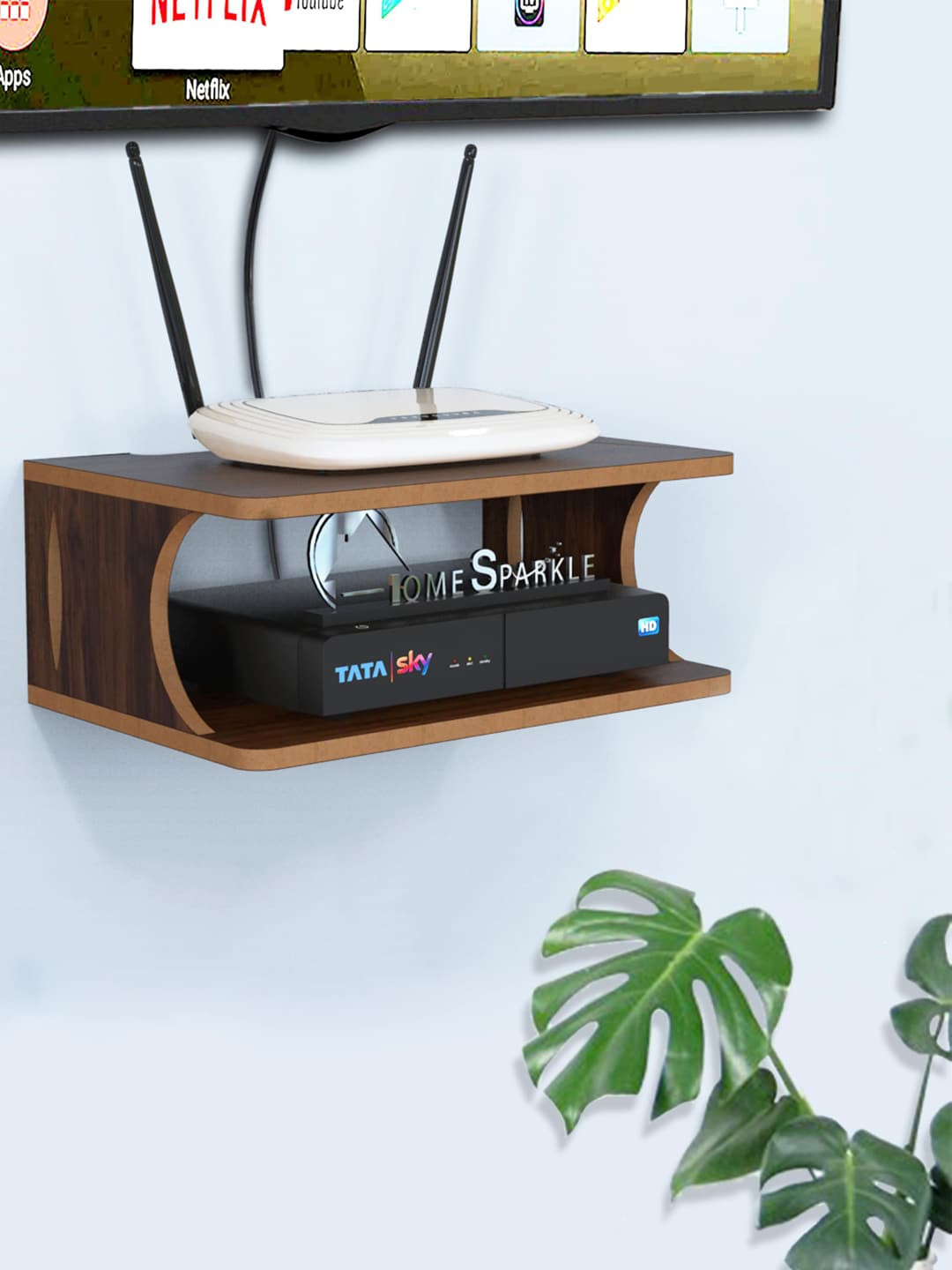 Home Sparkle Brown MDF Basic Wall Shelf