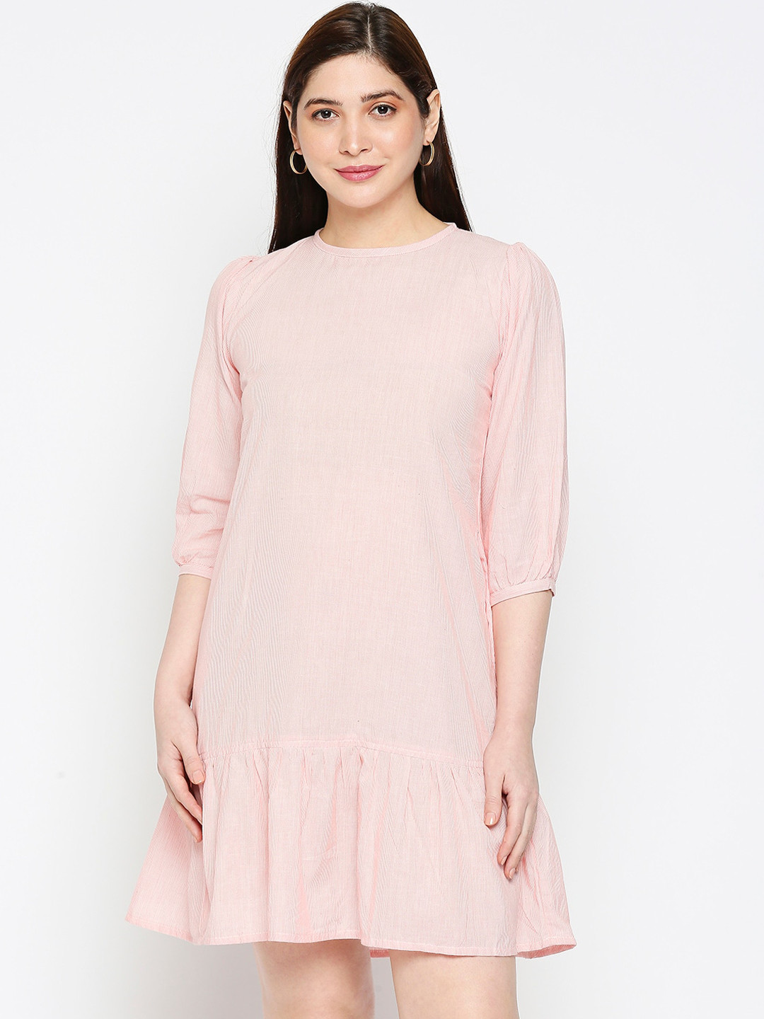 Kuber Studio Pink Striped A-Line Dress