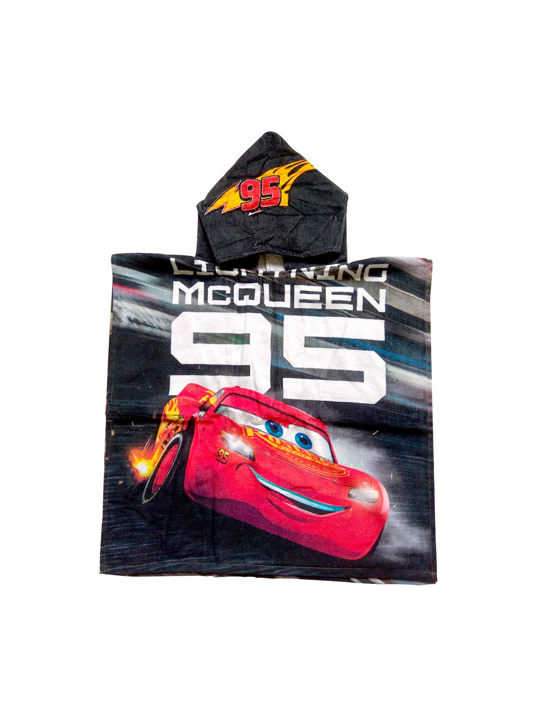 Disney Kids Black & Red Printed Cotton 350 GSM Bath Towel With Hoods