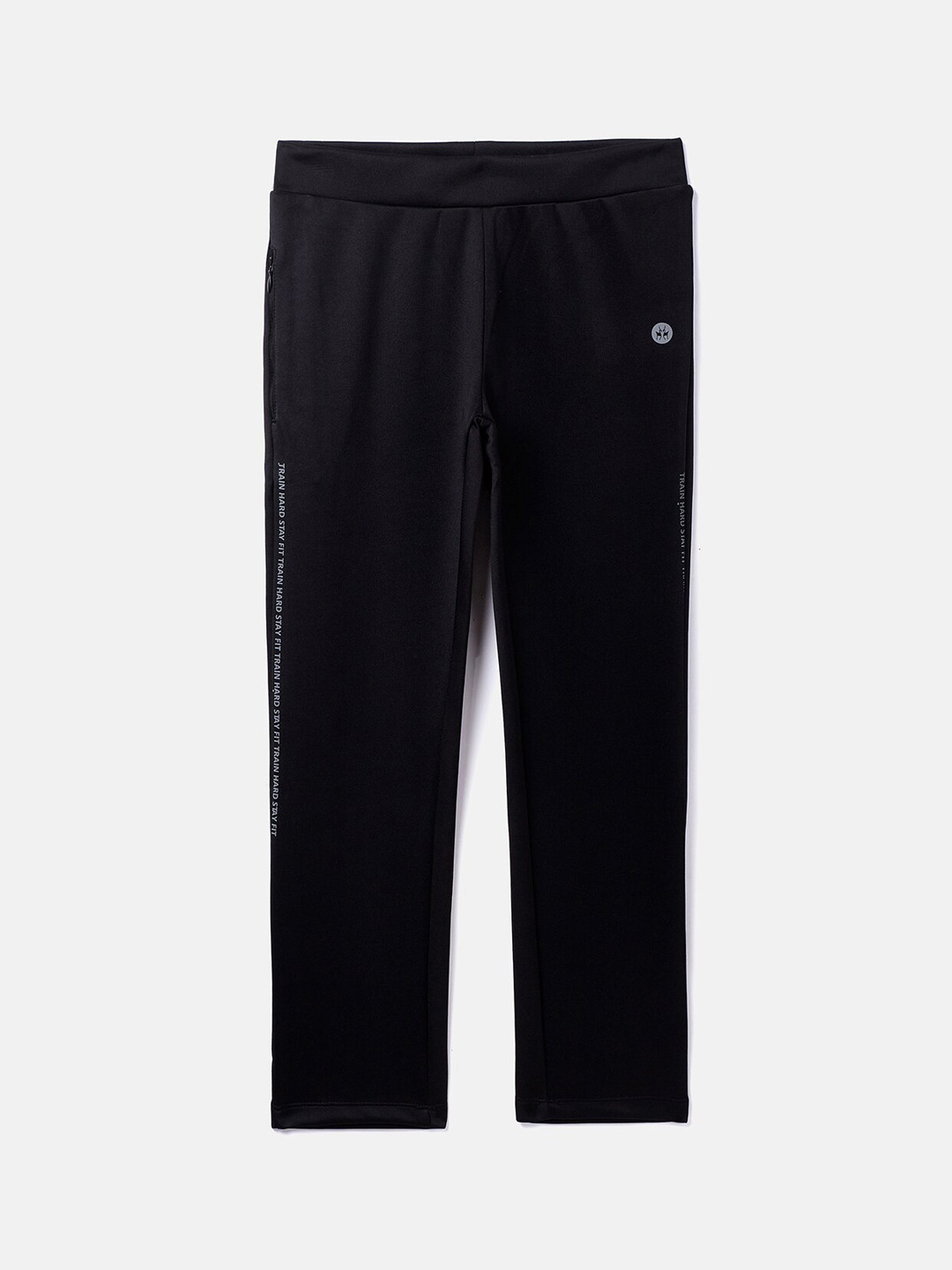 Crimsoune Club Girls Black Solid Straight-Fit Track Pants