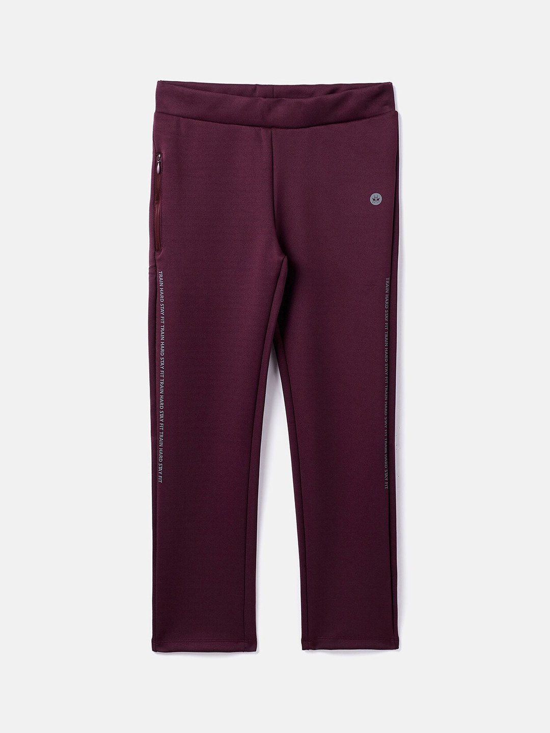 Crimsoune Club Girls Burgundy Solid Track Pants