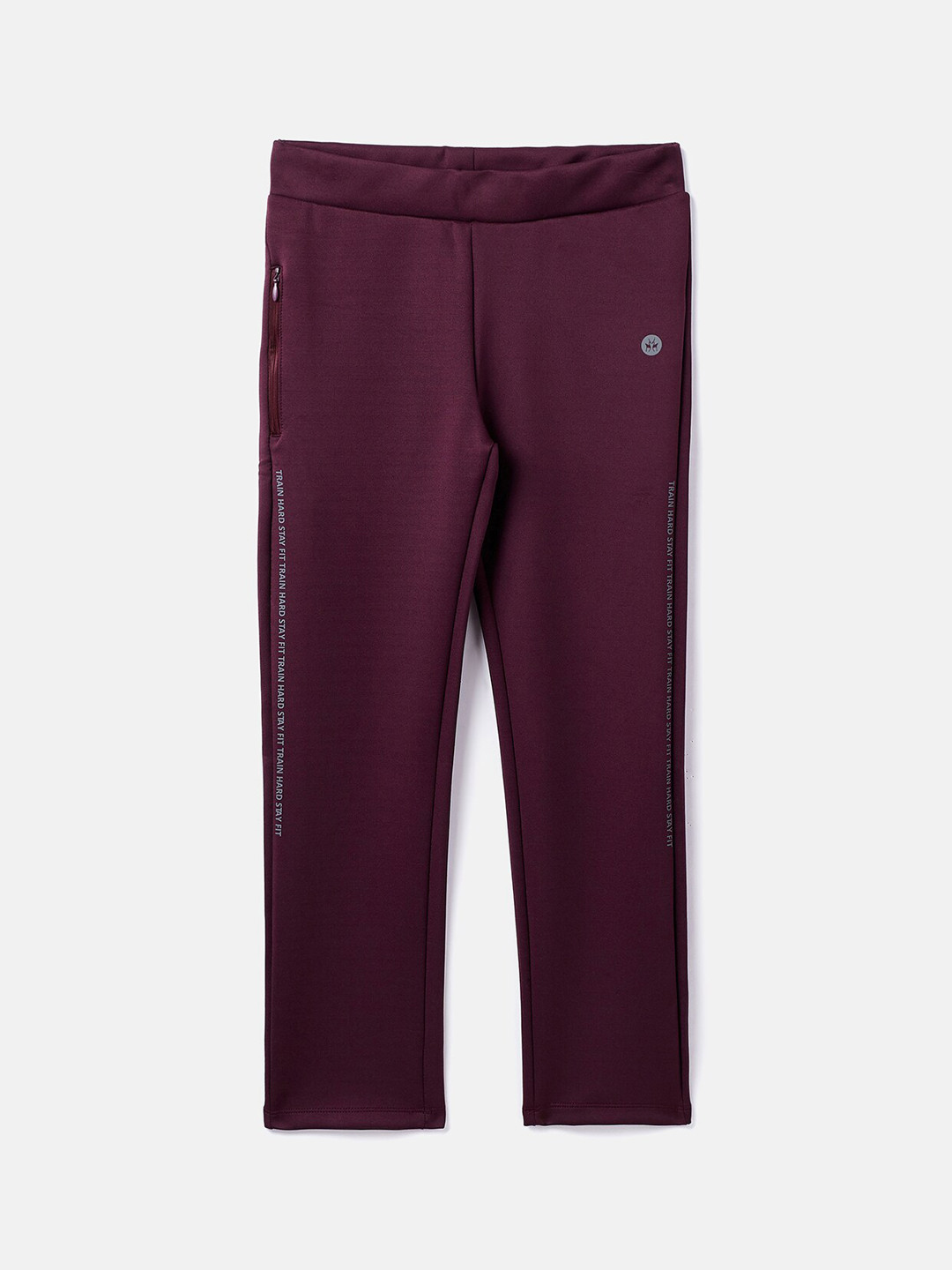 Crimsoune Club Girls Maroon Solid Straight-Fit Track Pants
