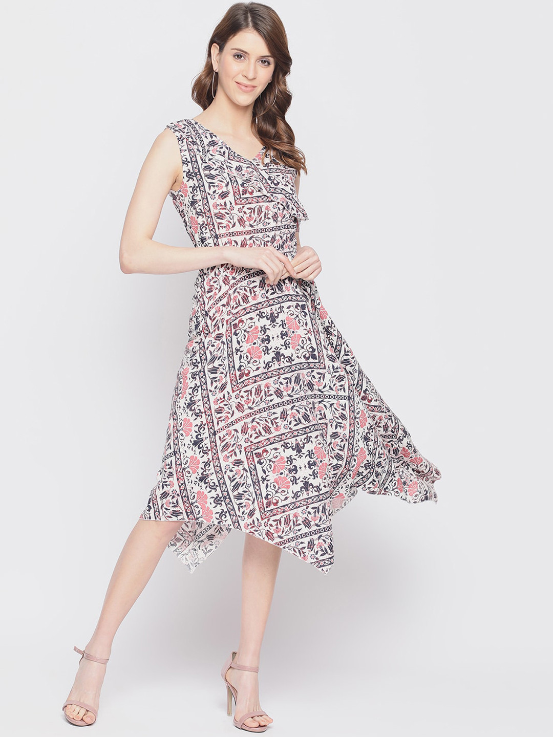 AKIMIA Multicoloured Floral A-Line Midi Dress