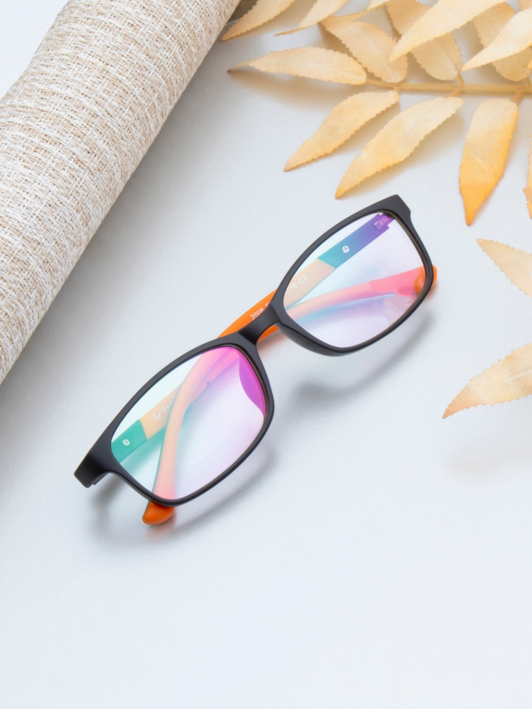 Ted Smith Unisex Black Solid Rectangle Frames Eyeglasses