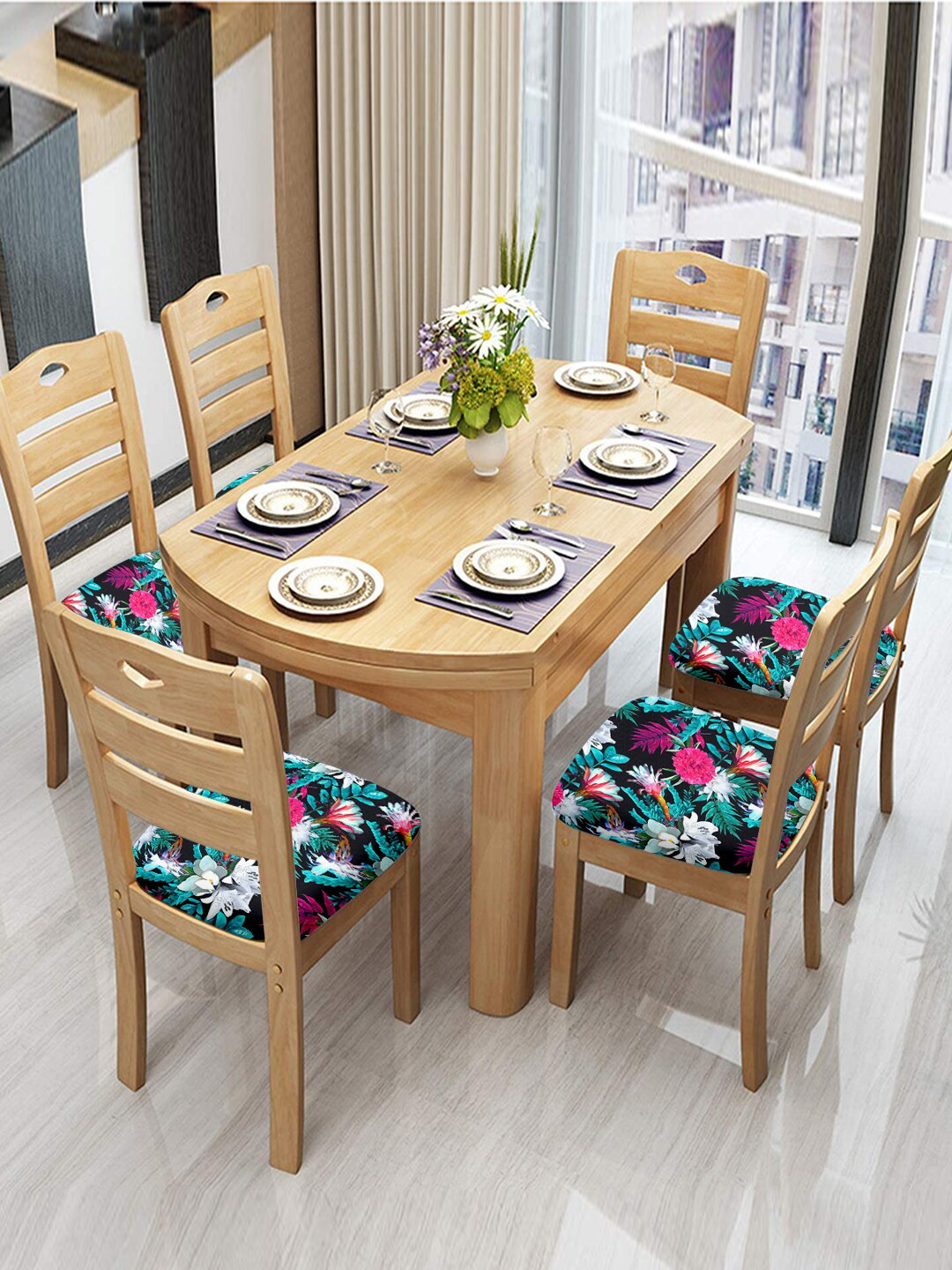 Cortina Black  & Blue Chair Pad Covers