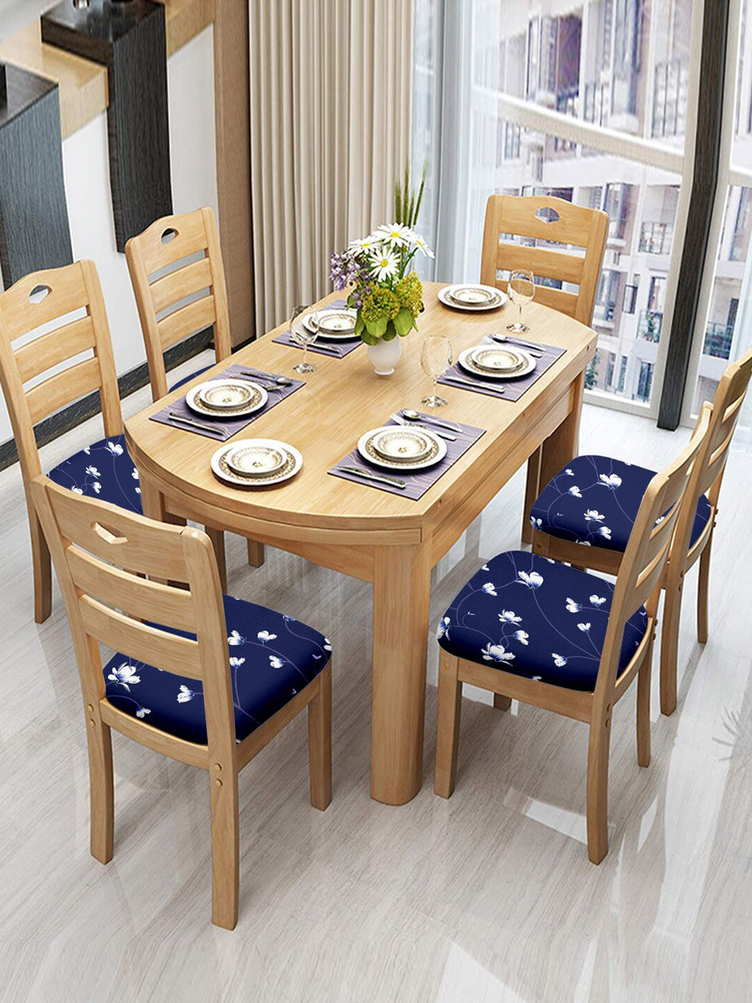 Cortina Blue Chair Pad Covers