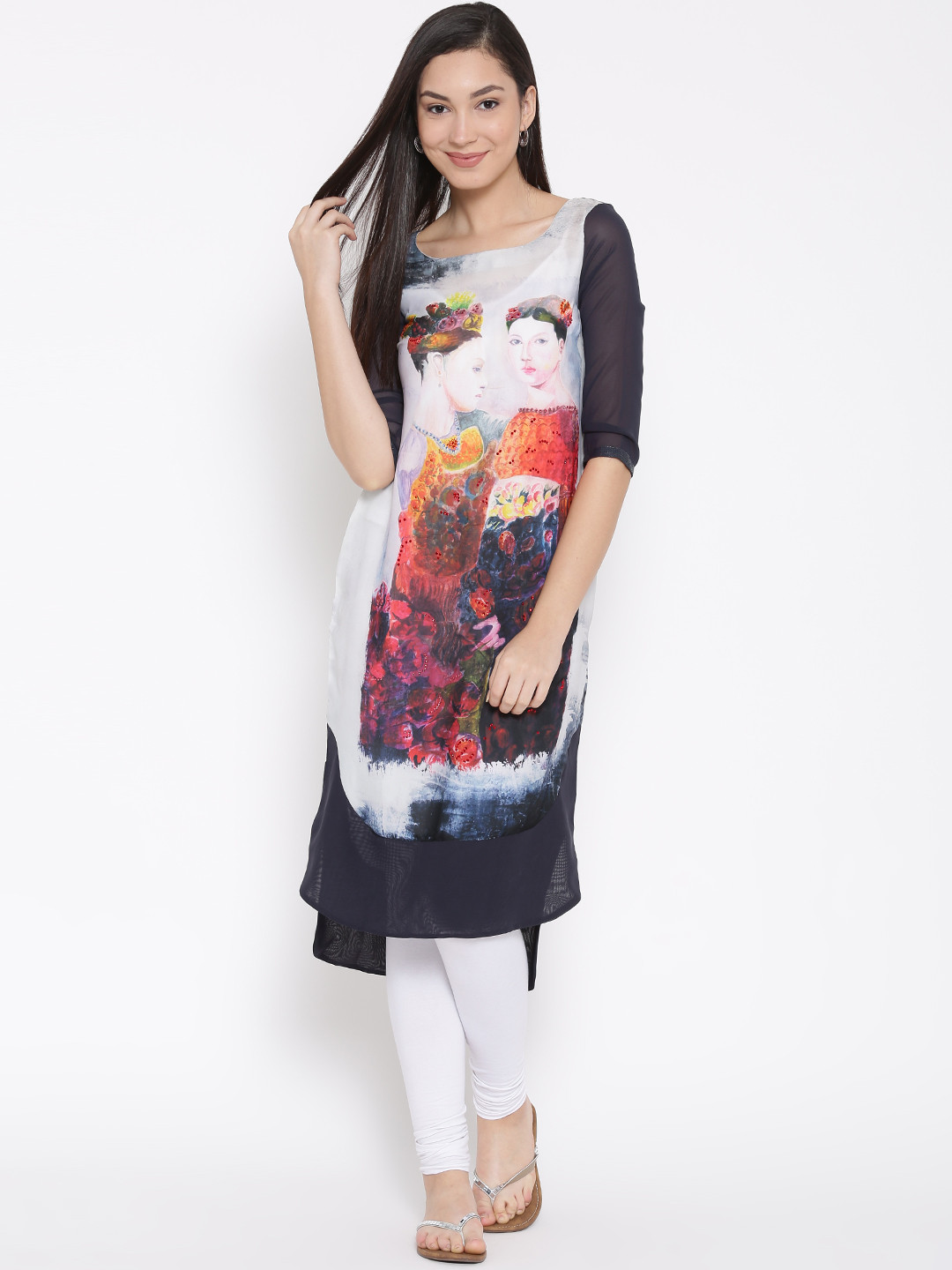 Wishful by W Women Quirky Print Straight Kurta