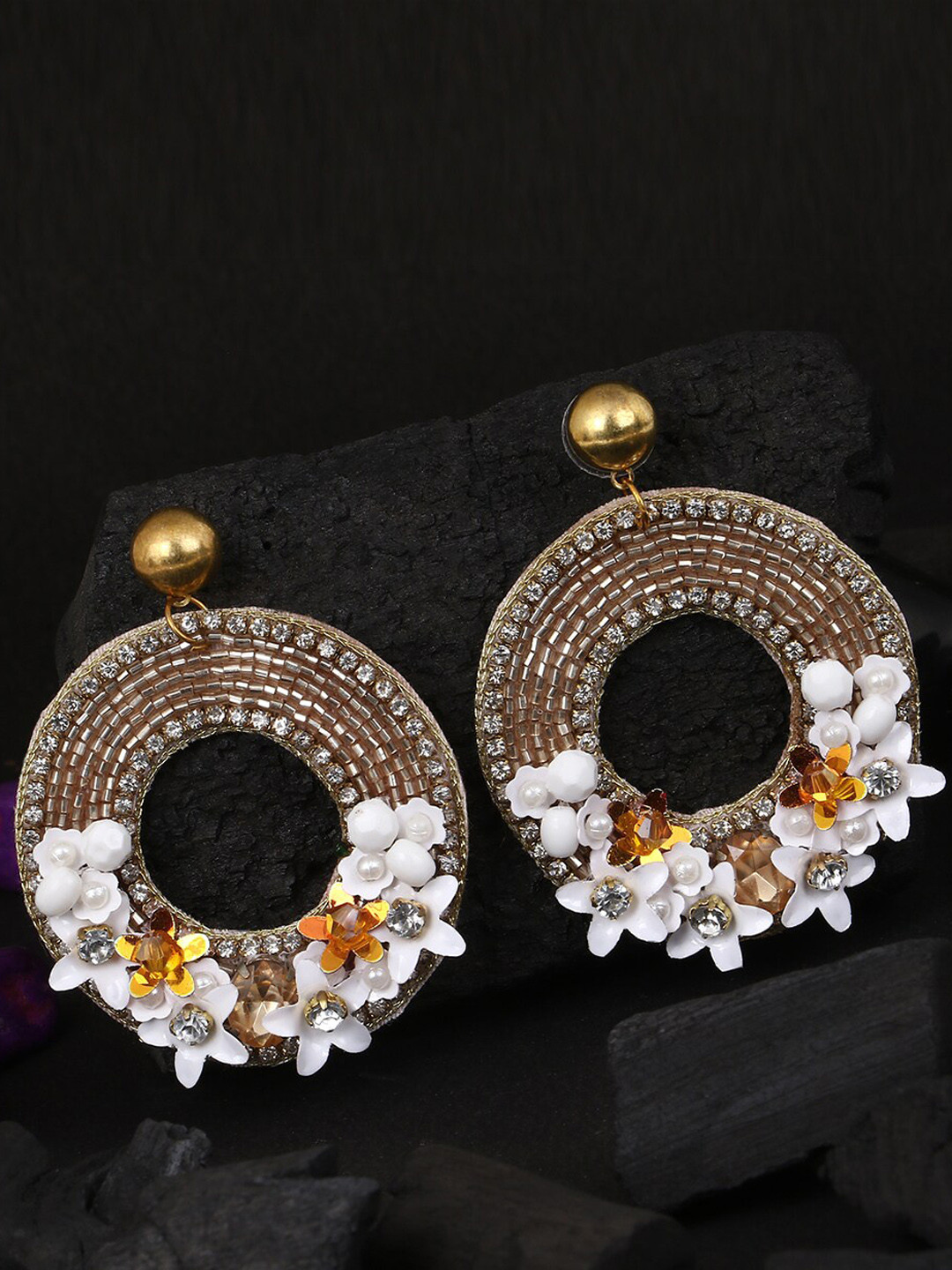 Adwitiya Collection Woman Gold-Toned Flower Contemporary Studs Earrings