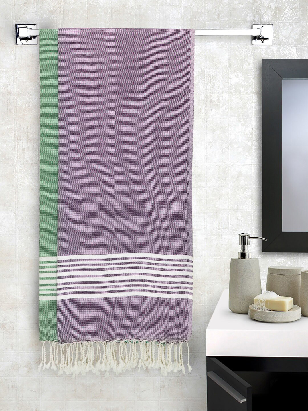 Arrabi Handwoven Solid Cotton 210GSM Super Soft 2PCs Adult Regular Bath Towel-59x30In