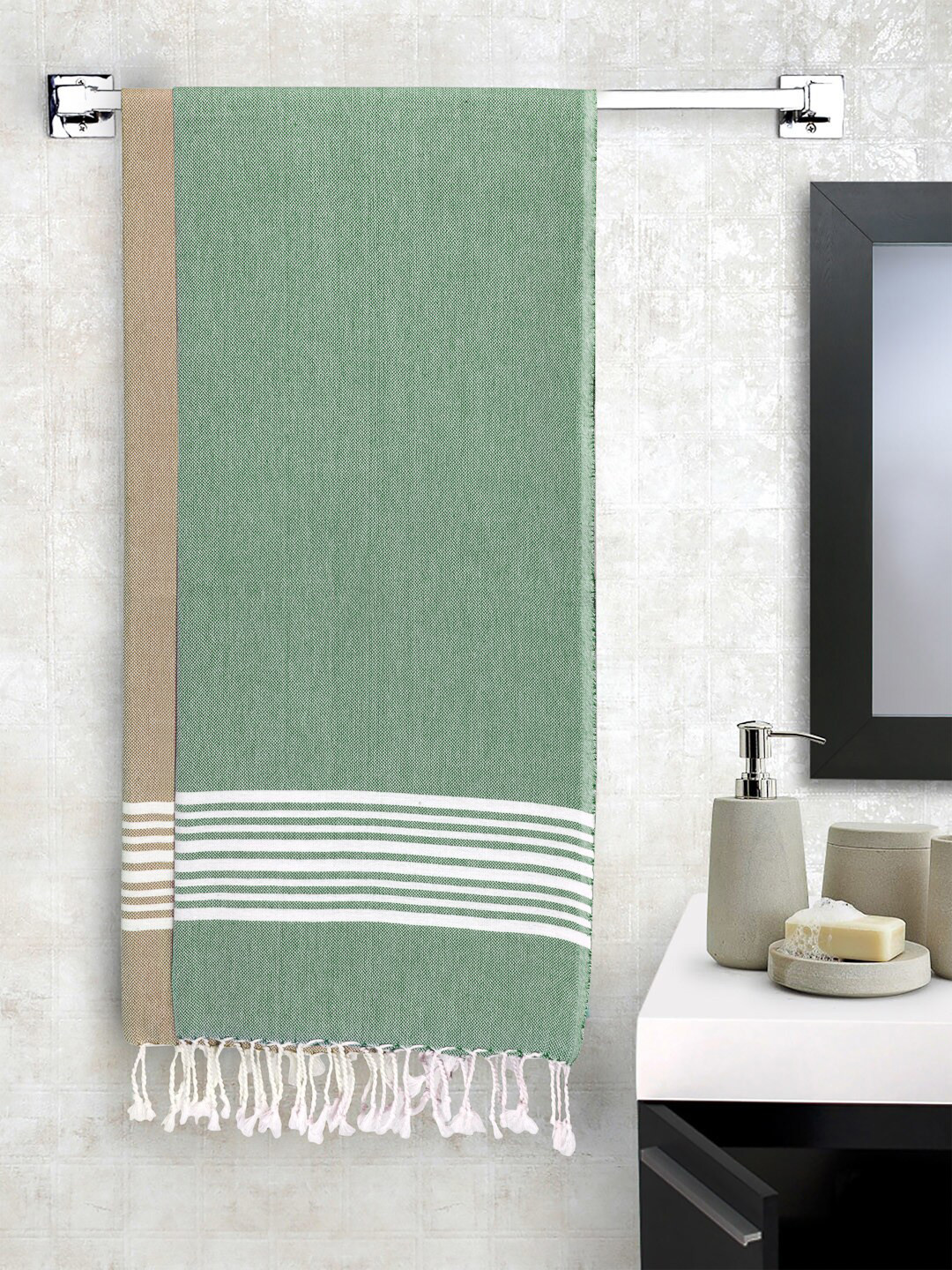 Arrabi Handwoven Solid Cotton 210GSM Super Soft 2PCs Adult Regular Bath Towel-59x30In
