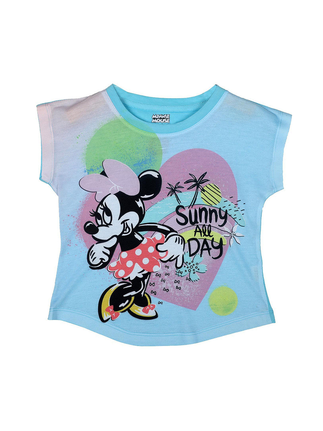 Disney by Wear Your Mind Girls Blue & Pink Minnie Mouse Printed T-shirt