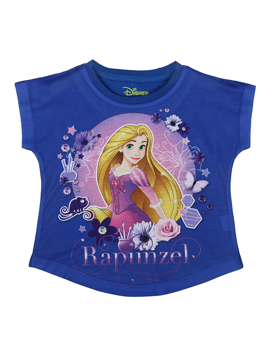 Disney by Wear Your Mind Girls Blue & Pink Rapunzel Printed T-shirt