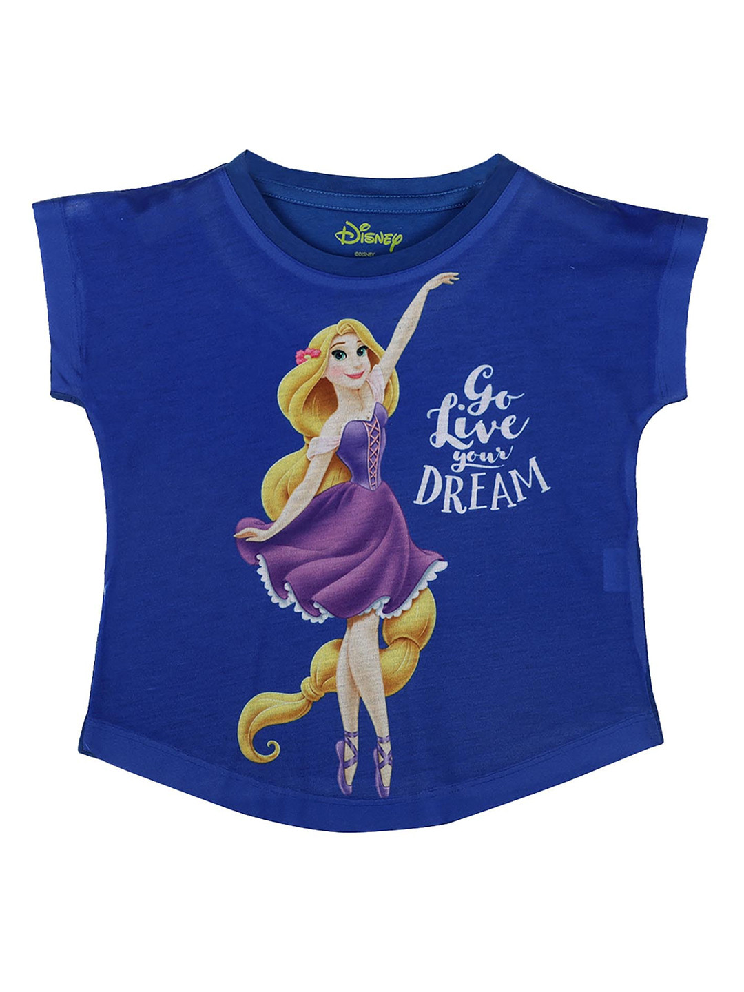 Disney by Wear Your Mind Girls Blue & Mustard Yellow Disney Princess Printed T-shirt