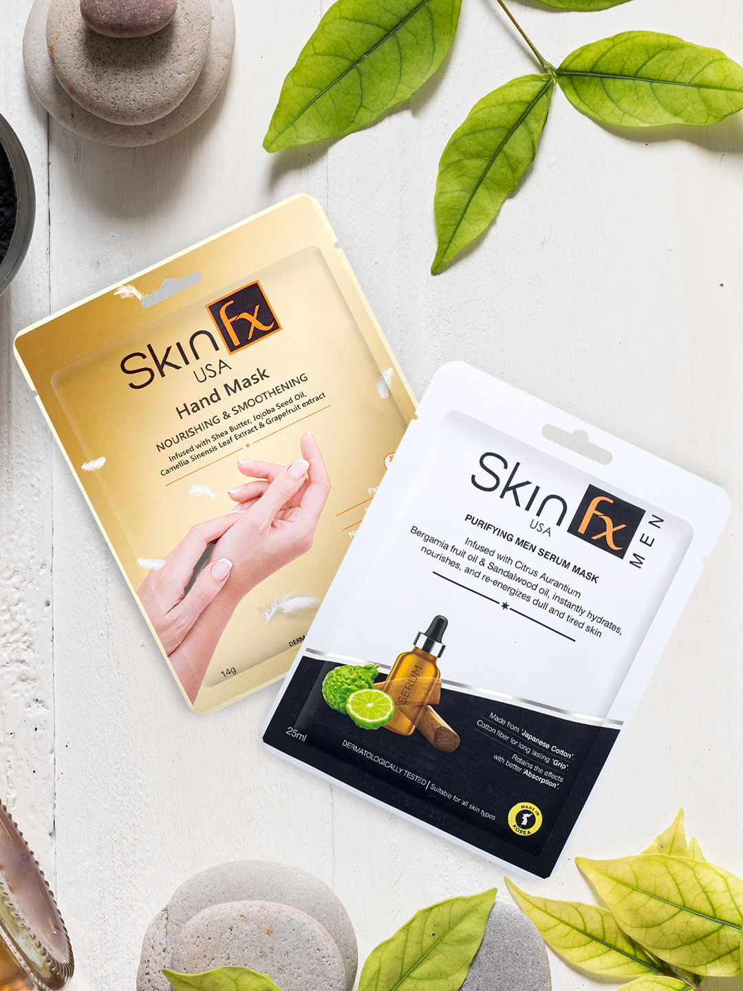 Skin Fx Unisex Pack of 2 Nourishing Hand Mask & Purifying Facial Serum Mask