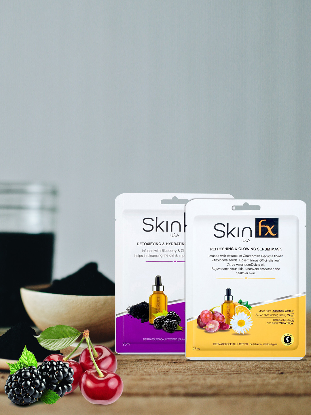 Skin Fx Pack of 2 Detoxifying & Refreshing Serum Masks - 25 ml Each