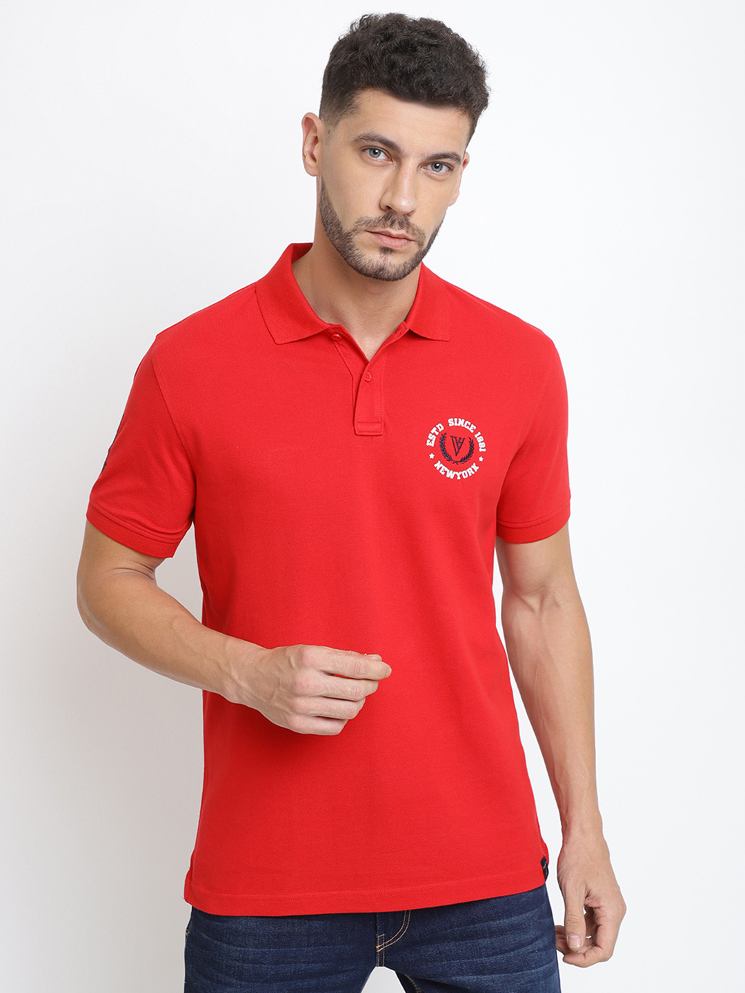 Van Heusen Innerwear Cotton Varsity Inspired Short Sleeve Polo T-Shirt