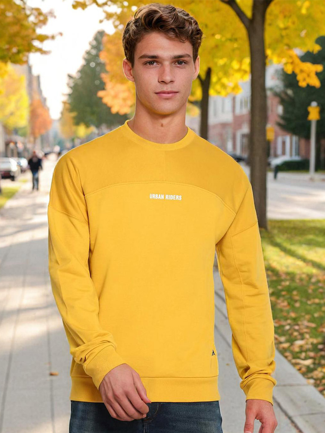 Lee Men Mustard Cotton Sweatshirt