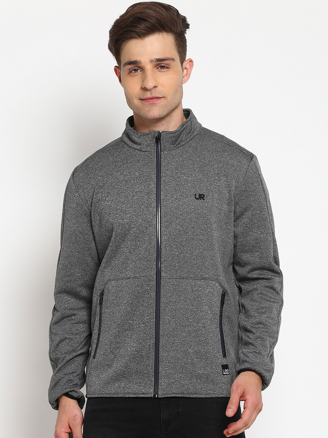 Lee Men Grey Sporty Cotton Jacket